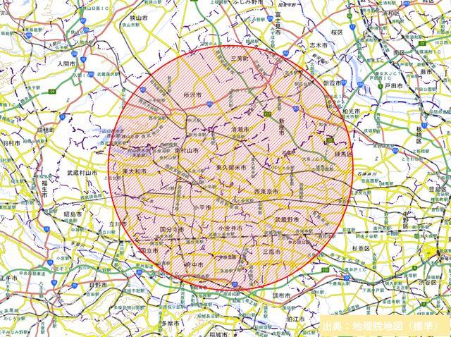 東久留米市から半径10km